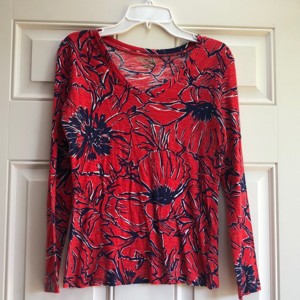 Lilly Pulitzer Long Sleeve Floral Cotton Top XS